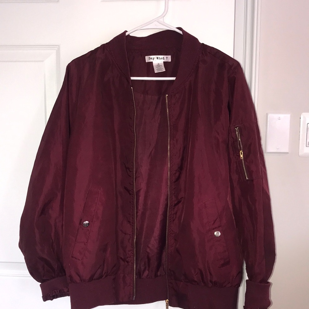 Burgundy light weight bomber jacket